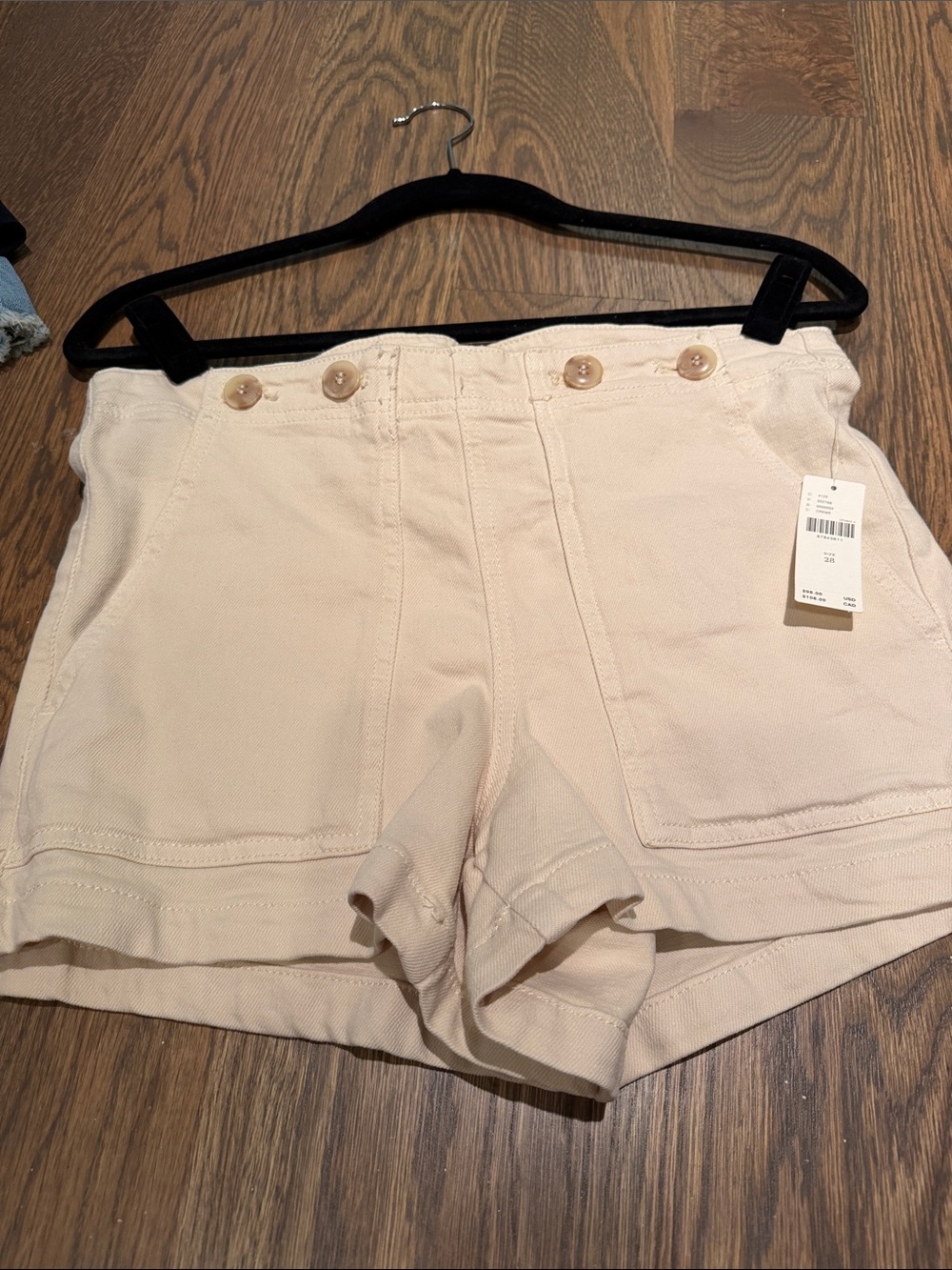 Pilcro High-Waist Cream Button-Front Shorts